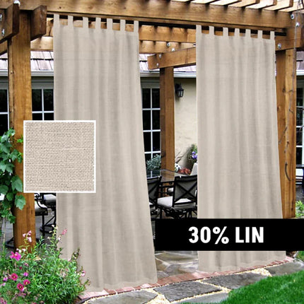 Verandagardin i lin-look med stropphemper