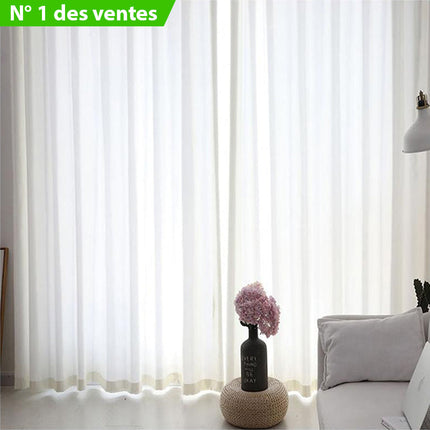 Ensfarget hvit gjennomsiktig gardin for stue