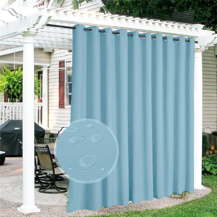 Himmelblå utegardin for balkong og terrasse