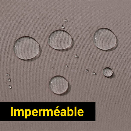 Vanntett utegardin i gråbrun til terrassen