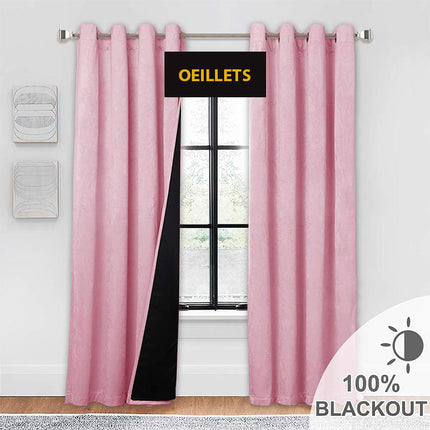 Pudderrosa lystett gardin i fløyel