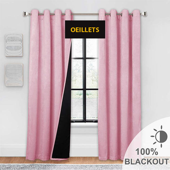 Pudderrosa lystett gardin i fløyel