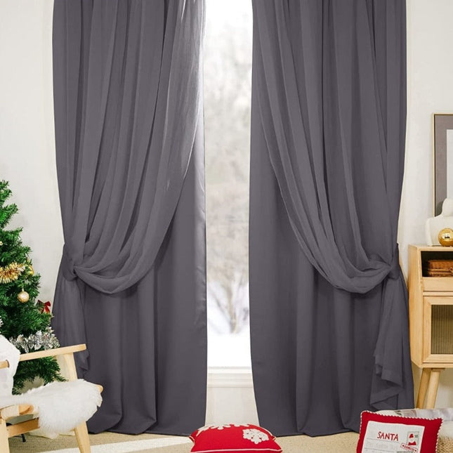 Lystett gardin med florlett overlegg