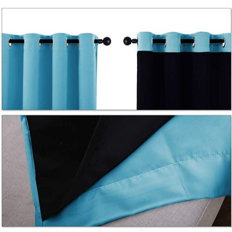 Termisk isolerende gardin i lyseblå