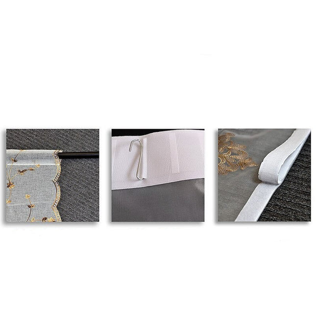 Brodert heisgardin i transparent stoff