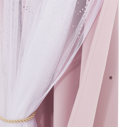 Rosa gardin med tyll for barnerom