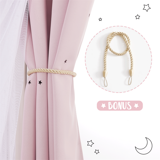 Rosa gardin med tyll for barnerom