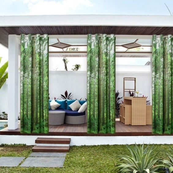 Utendørs gardin med trykt skogmotiv