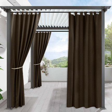 Mørkebrun utegardin med stroppefeste