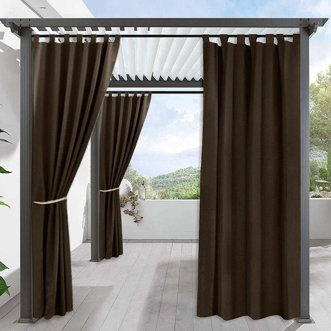 Mørkebrun utegardin med stroppefeste