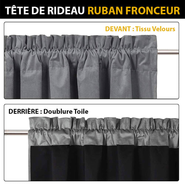 Grå termisk fløyelsgardin med maljer