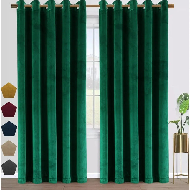 Smaragdgrønn mørkleggingsgardin Cinto i fløyel