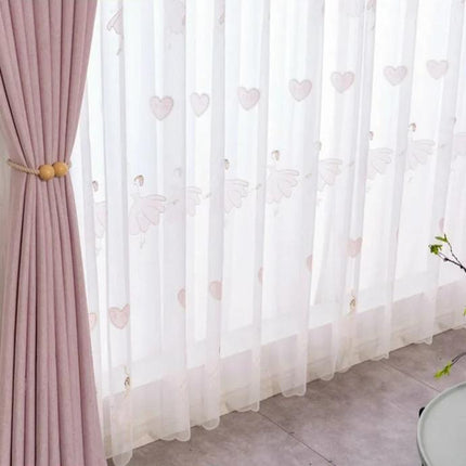 Tynn barneromsgardin med ballerina motiv