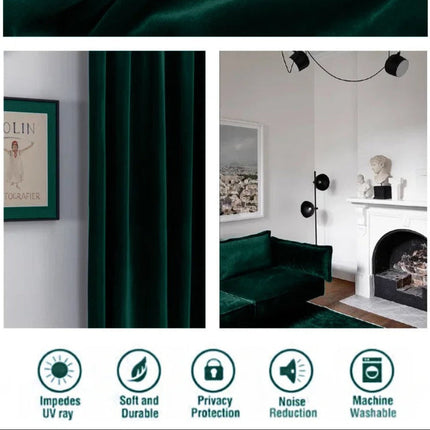 Smaragdgrønn mørkleggingsgardin Cinto i fløyel