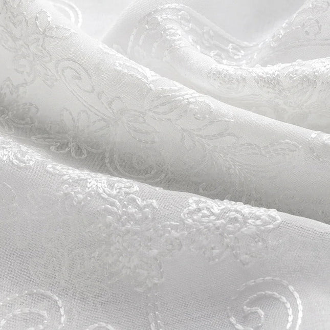 Tynn gardin med beige damaskmønster