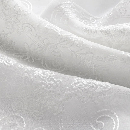 Tynn gardin med beige damaskmønster