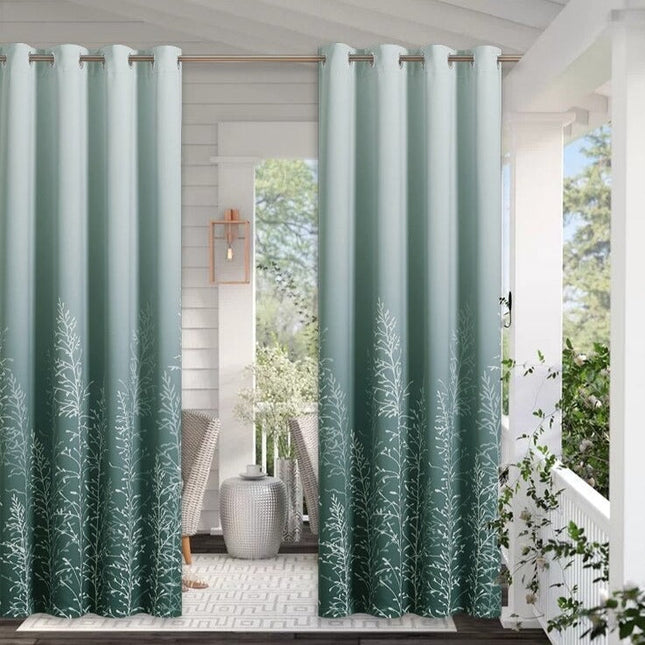 Grønn utendørs gardin med mønster