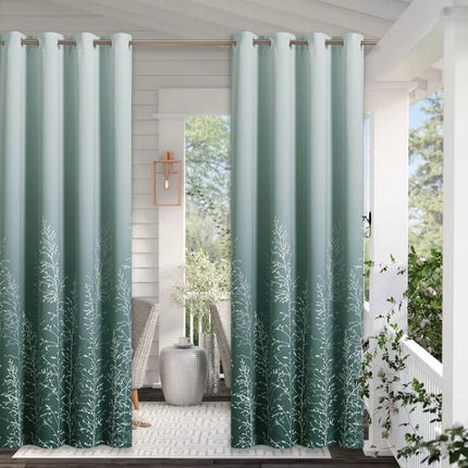 Grønn utendørs gardin med mønster