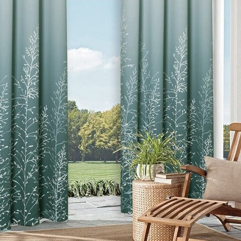 Grønn utendørs gardin med mønster