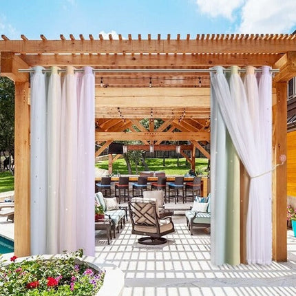 Fargerik florlett gardin for uteplass