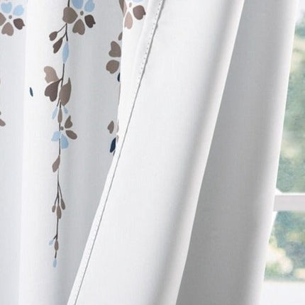 Utendørs gardin med blått blomstermotiv