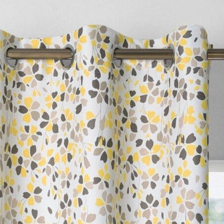 Utendørs gardin med blått blomstermotiv