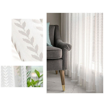 Hvit tynn gardin med fiskebensmønster