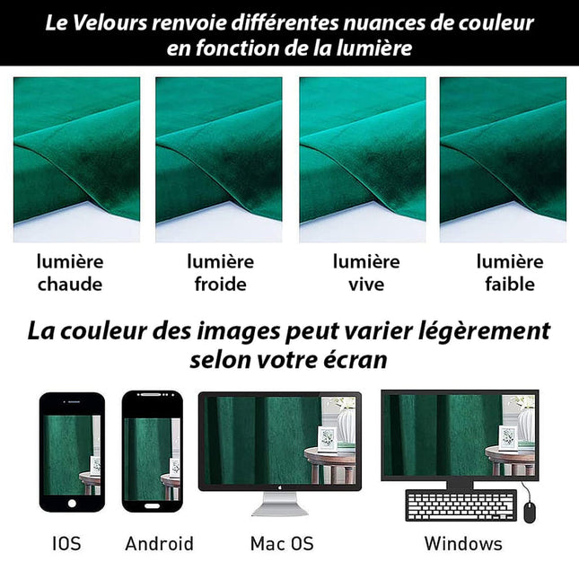 Petrolgrønn isolerende gardin i fløyel