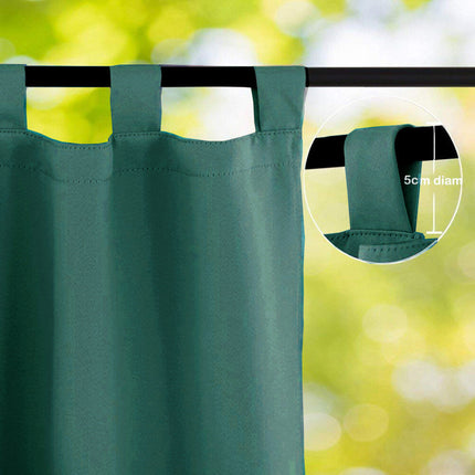 Blågrønn vanntett utendørs gardin med maljer