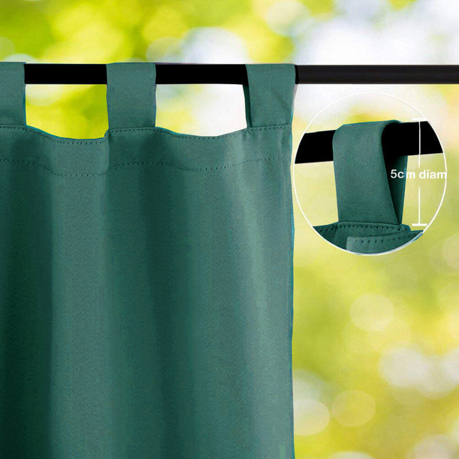 Blågrønn vanntett utendørs gardin med maljer