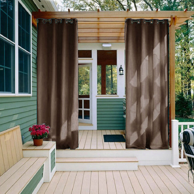 Brun værbestandig gardin til uteplass