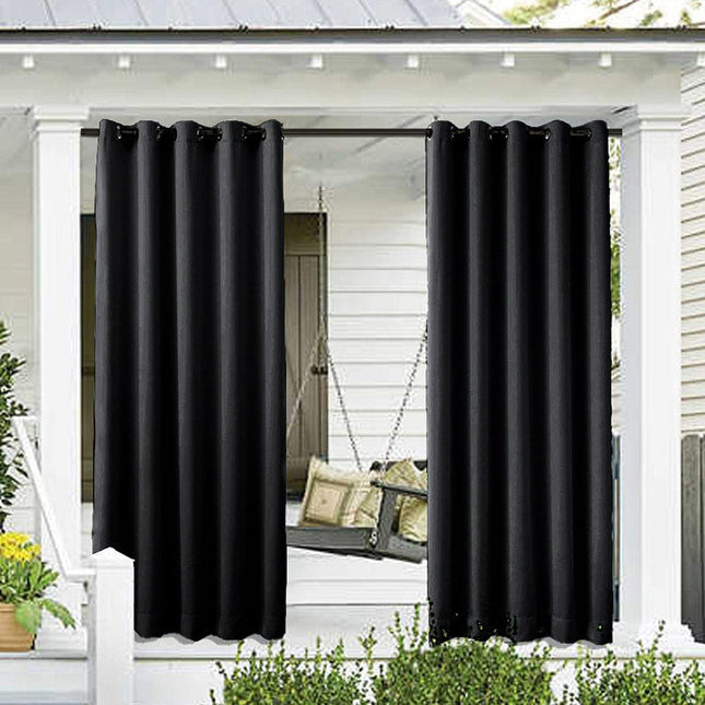 Mørk grå utegardin med maljer