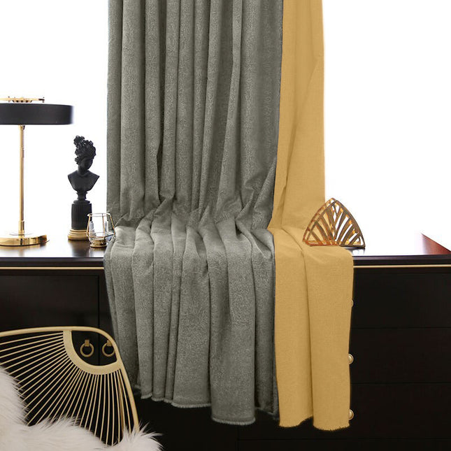 Antrasittgrå mørkleggingsgardin Cork med chenille-stoff