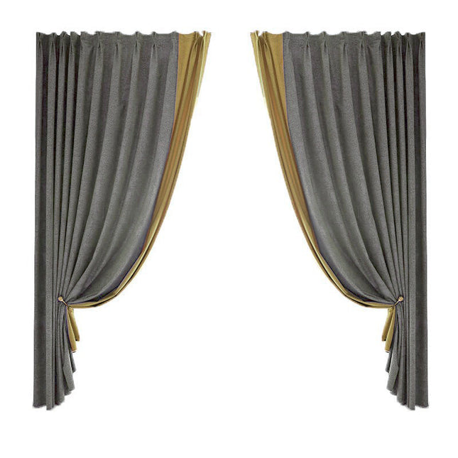 Antrasittgrå mørkleggingsgardin Cork med chenille-stoff