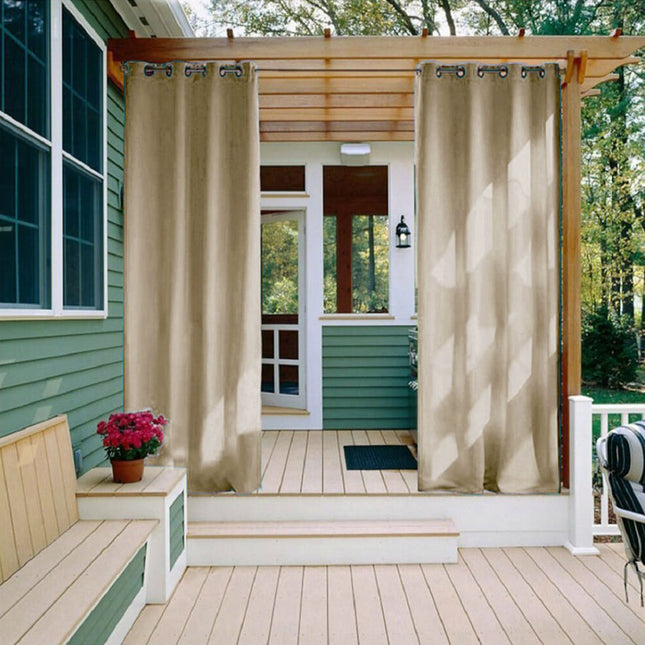 Beige vanntett gardin for veranda ute