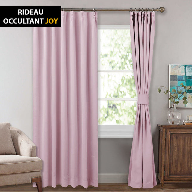 Lys rosa lystett gardin med rynkebånd