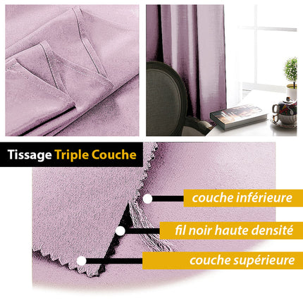 Lys rosa lystett gardin med rynkebånd