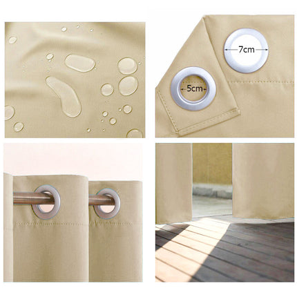 Beige utendørs gardin med stropphemper