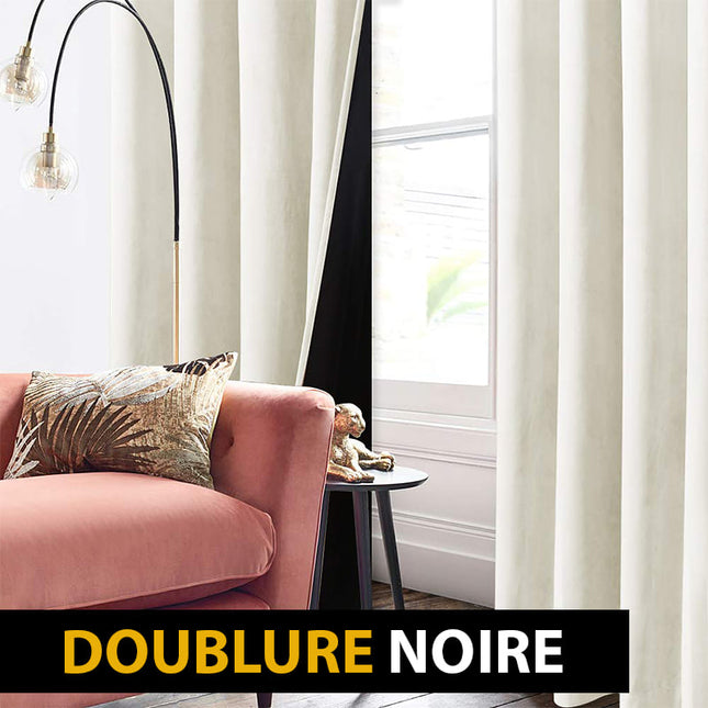 Hvit termisk fløyelsgardin med rynkebånd