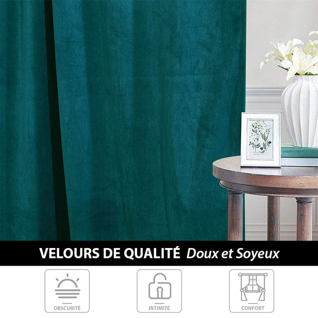 Termisk mørkleggingsgardin i blågrønn fløyel