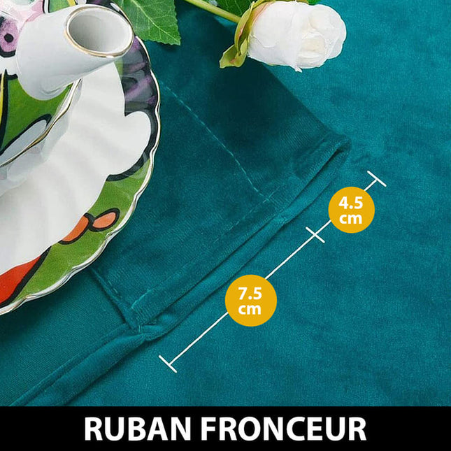 Termisk mørkleggingsgardin i blågrønn fløyel