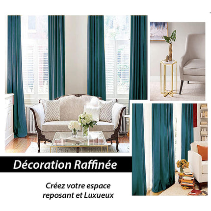 Termisk mørkleggingsgardin i blågrønn fløyel