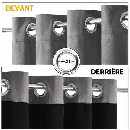 Mørkegrå lystett gardin i fløyelslook