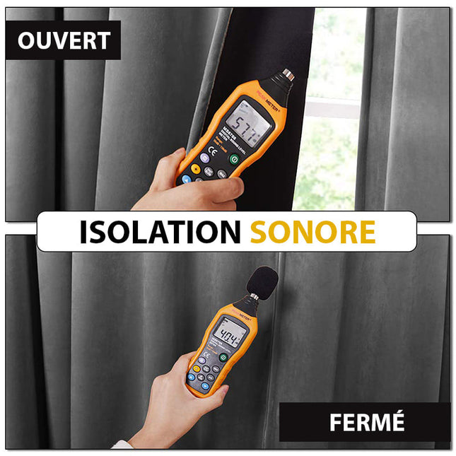 Mørkegrå lystett gardin i fløyelslook