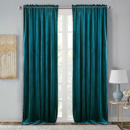 Termisk mørkleggingsgardin i blågrønn fløyel