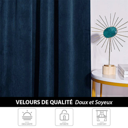 Lystett nattblå gardin i luksus fløyel