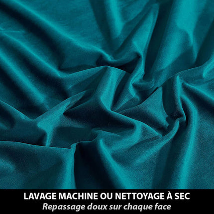 Termisk mørkleggingsgardin i blågrønn fløyel