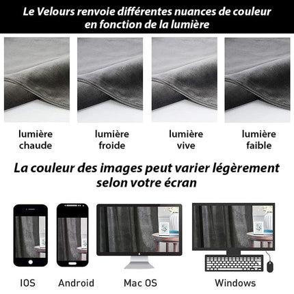 Mørkegrå termisk gardin i fløyel