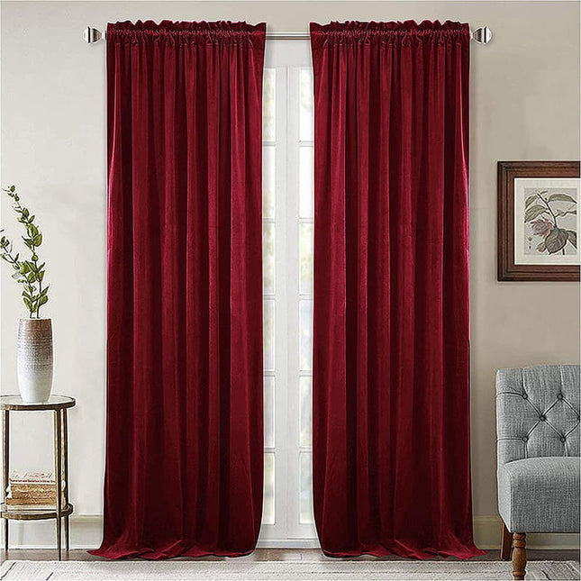 Varmeisolerende burgunder gardin i fløyel