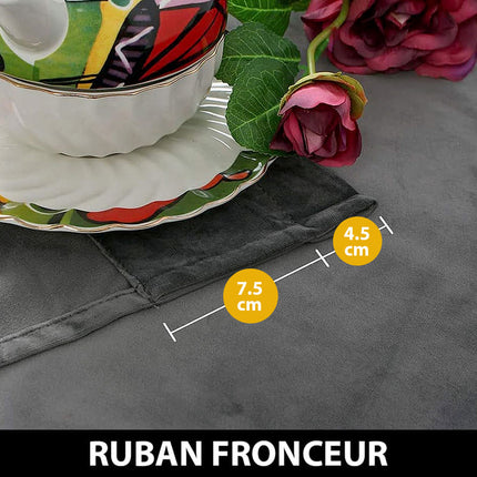 Mørkegrå termisk gardin i fløyel